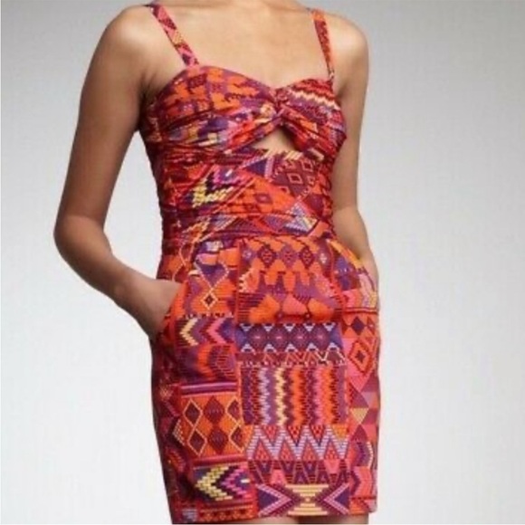 Mara Hoffman Dresses & Skirts - Mara Hoffman Cutout Mini Dress Tribal Print Red Orange Size 6